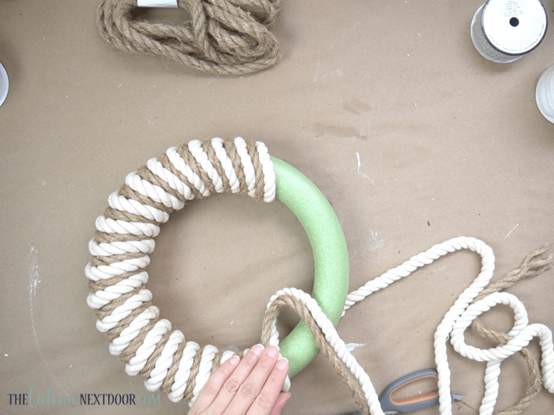 DIY Coastal Wreath 4 Coastal Rope Wreath DIY